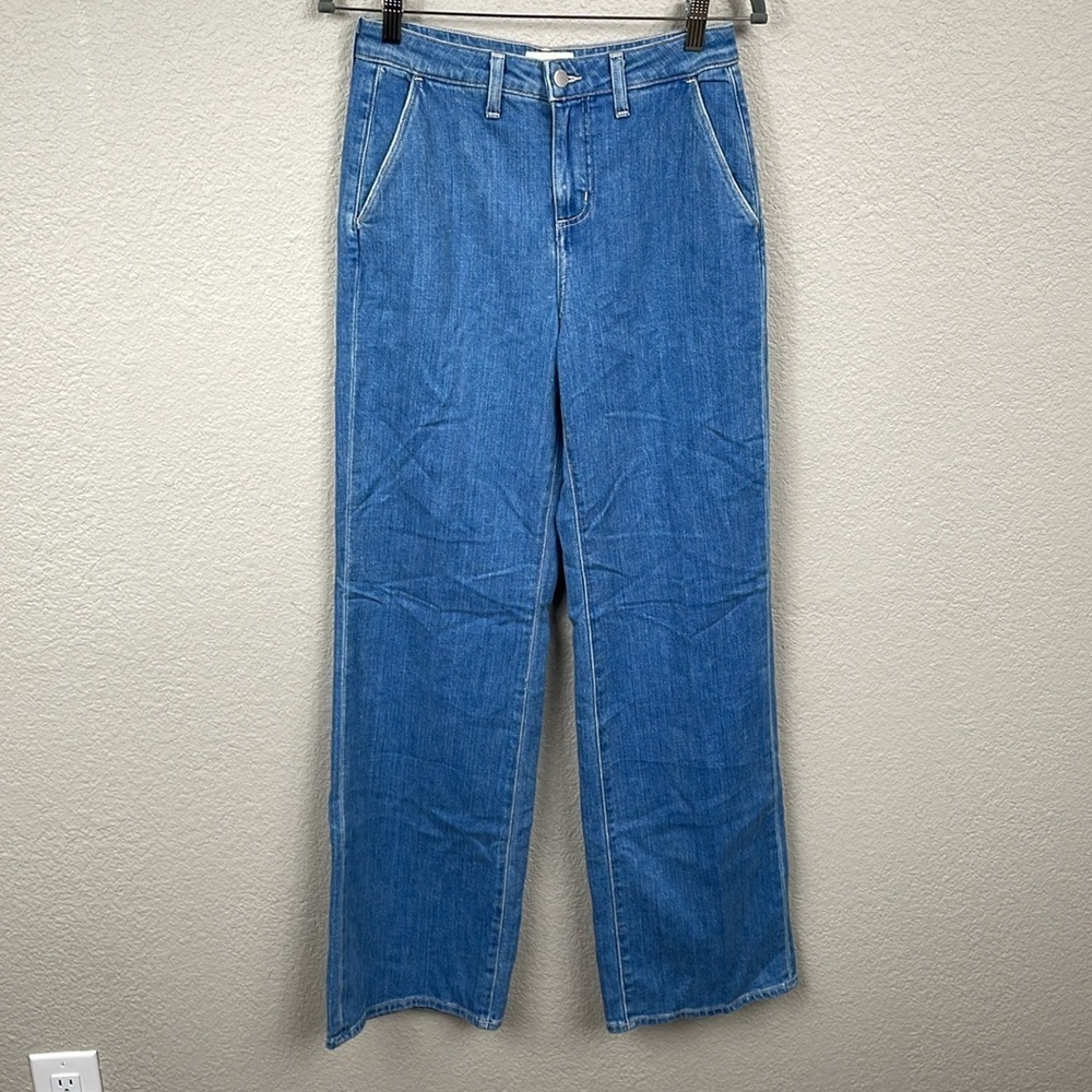 New L’Agence Weston High Rise Wide Leg Trouser Jeans Belize Blue Sz 25 - Picture 3 of 13